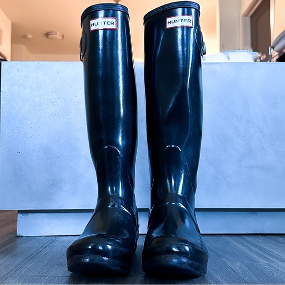 Hunter Boots Original Tall Gloss Rain Boots - 5M / 6F / UE37 - Picture 2 of 8